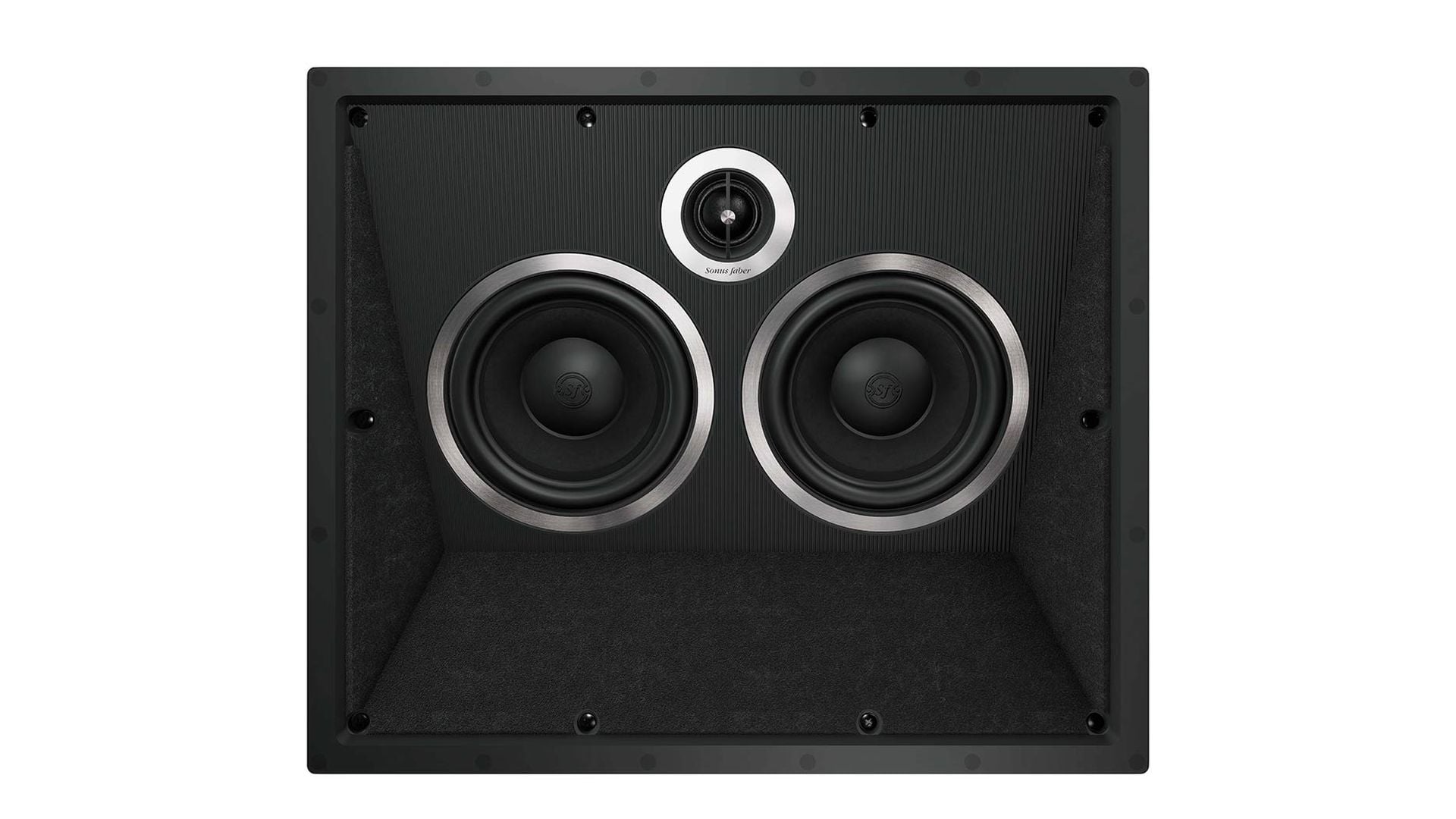 View from the front, showcasing the intricate details of Sonus faber Palladio Collection's PC-563P 2-way point in-ceiling system.