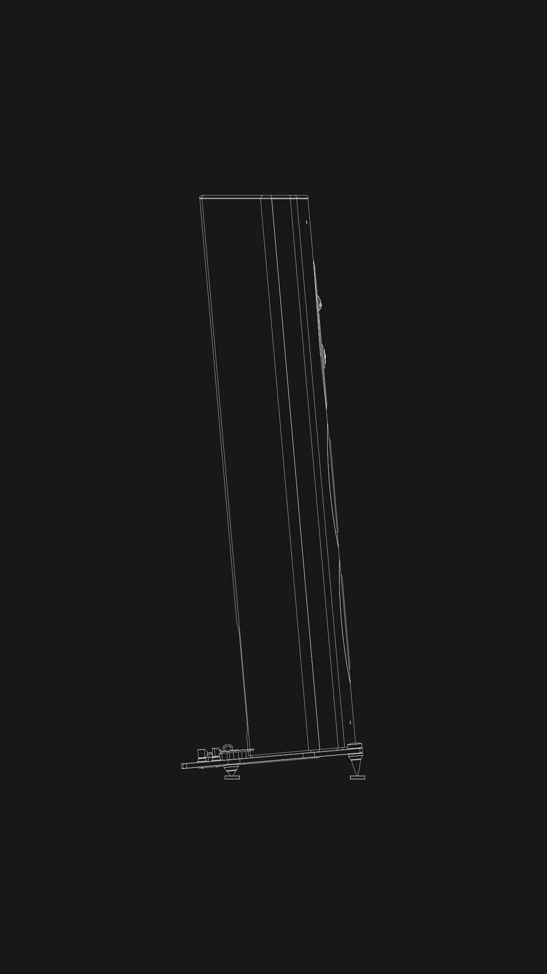 De Stradivari G2-luidspreker van Sonus Faber is afgebeeld in een zwart-wittekening die het zijaanzicht laat zien.